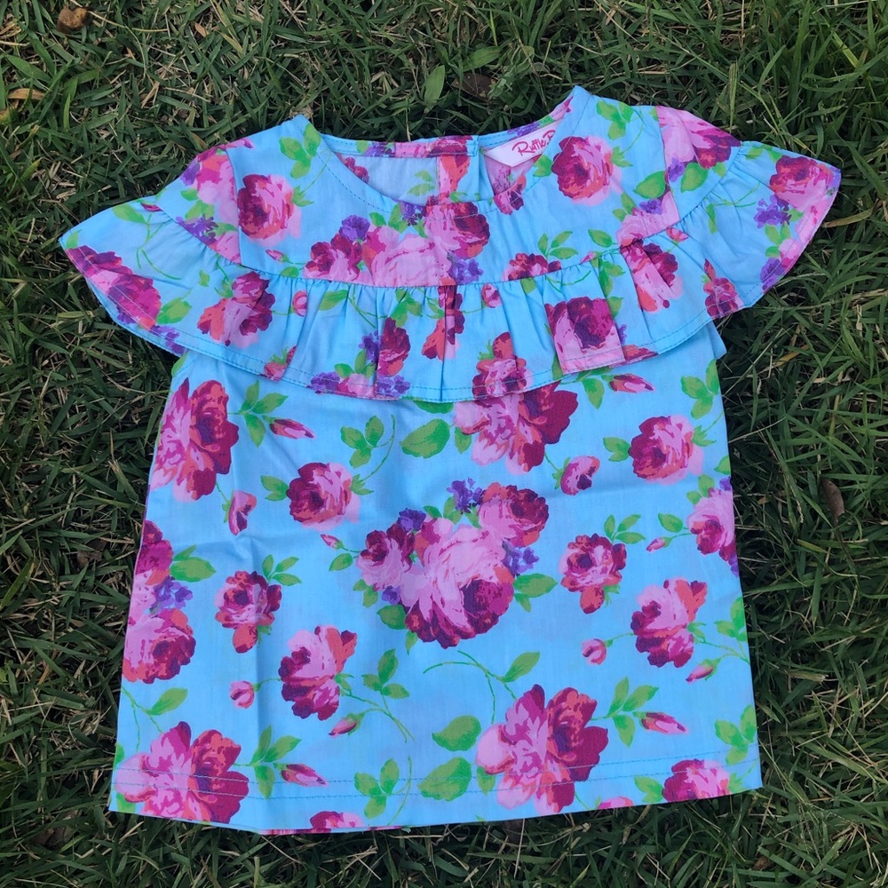 NWT RuffleButts Shoulder Ruffle Top - Picture 3 of 3